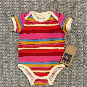 Pact Colorful Striped Bodysuit - Red, Pink, Yellow